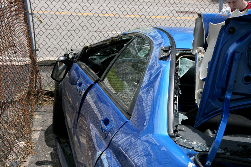 Illustration for article titled Subaru STI Hits Two Trees At Speed, Flips Twice, Everyone Survives!